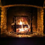 fire burning on fireplace